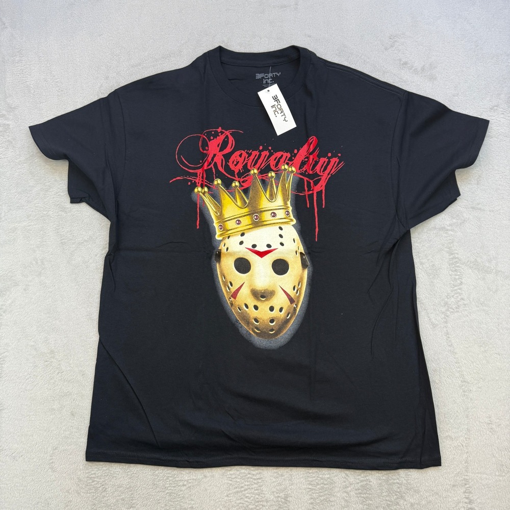 3Forty Inc T Shirt Mens XL Black Royalty Jason Voorhees Crown Graphic Streetwear